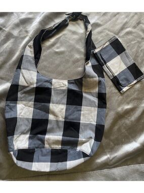 Hand Crafted Black & Gray Check Cotton Shoulder Bag